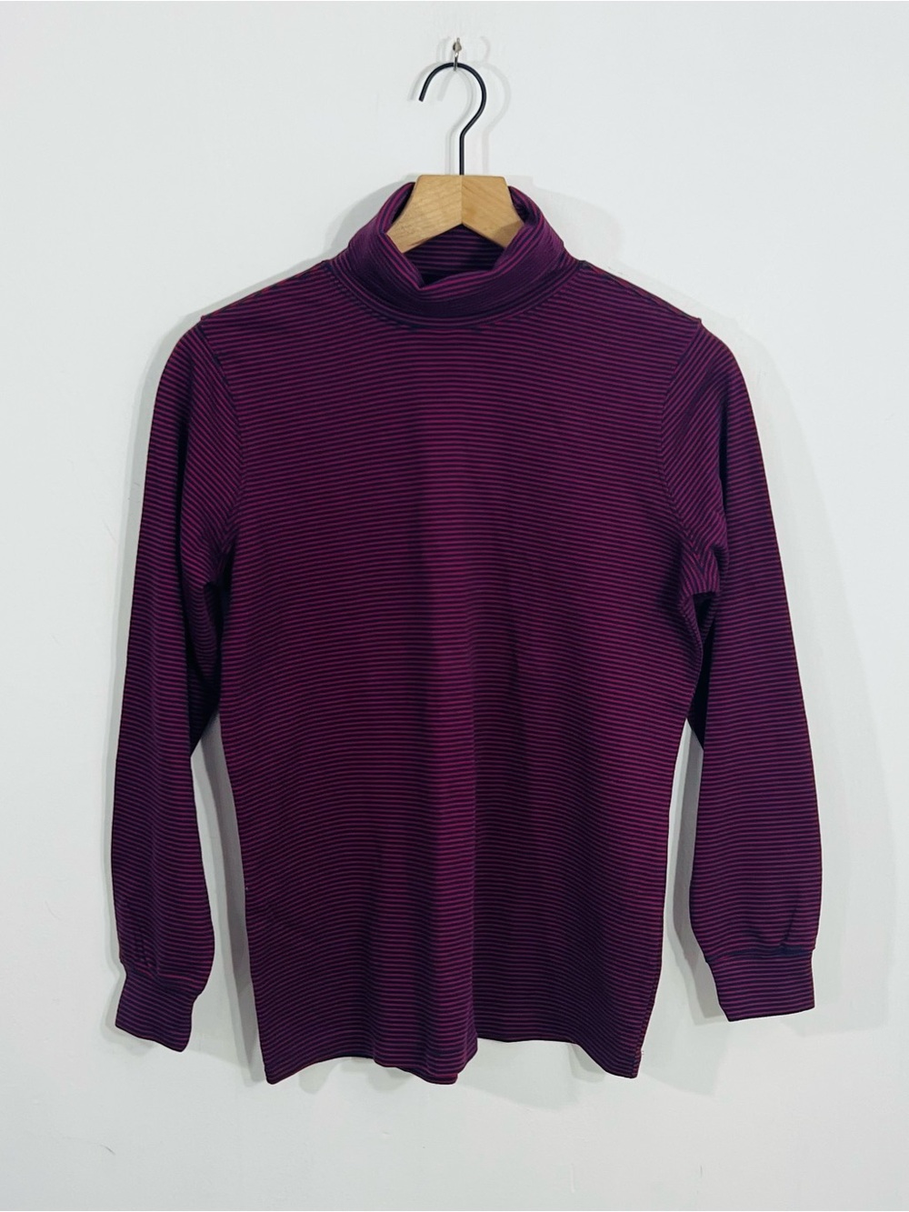 L.L. Bean Red Navy Striped Pullover Turtleneck Long Sleeve Super Comfy And Cozy